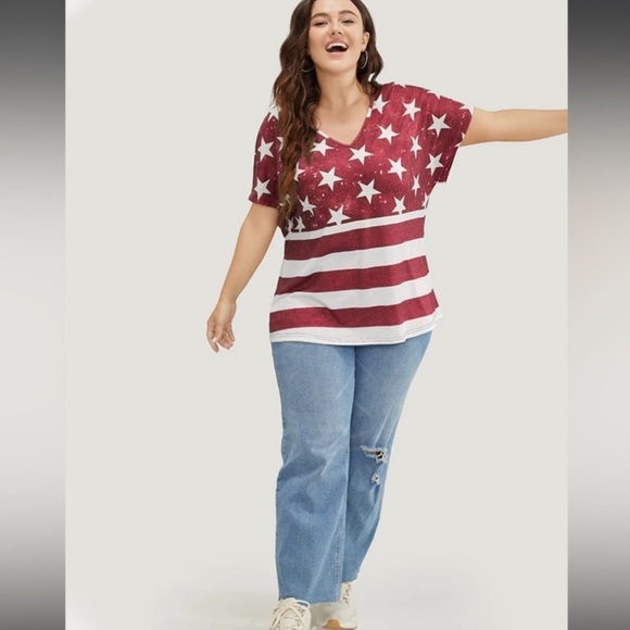 NWT!Women's Red & White Star Print Top Size 14-16 or 1X - Picture 4 of 5